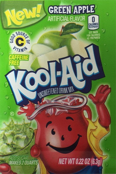 KOOL-AID Green Apple UNSWEETENED soft drink mix Packets, 0.13-OUNCE