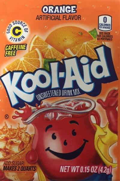 KOOL-AID Orange UNSWEETENED soft drink mix Packets, 0.13-OUNCE