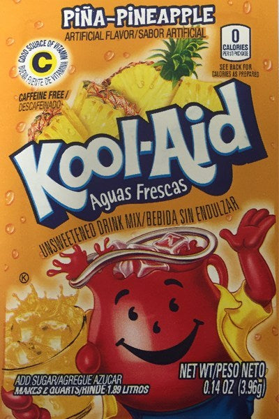 KOOL-AID Pina Pineapple UNSWEETENED soft drink mix Packets, 0.13-OUNCE